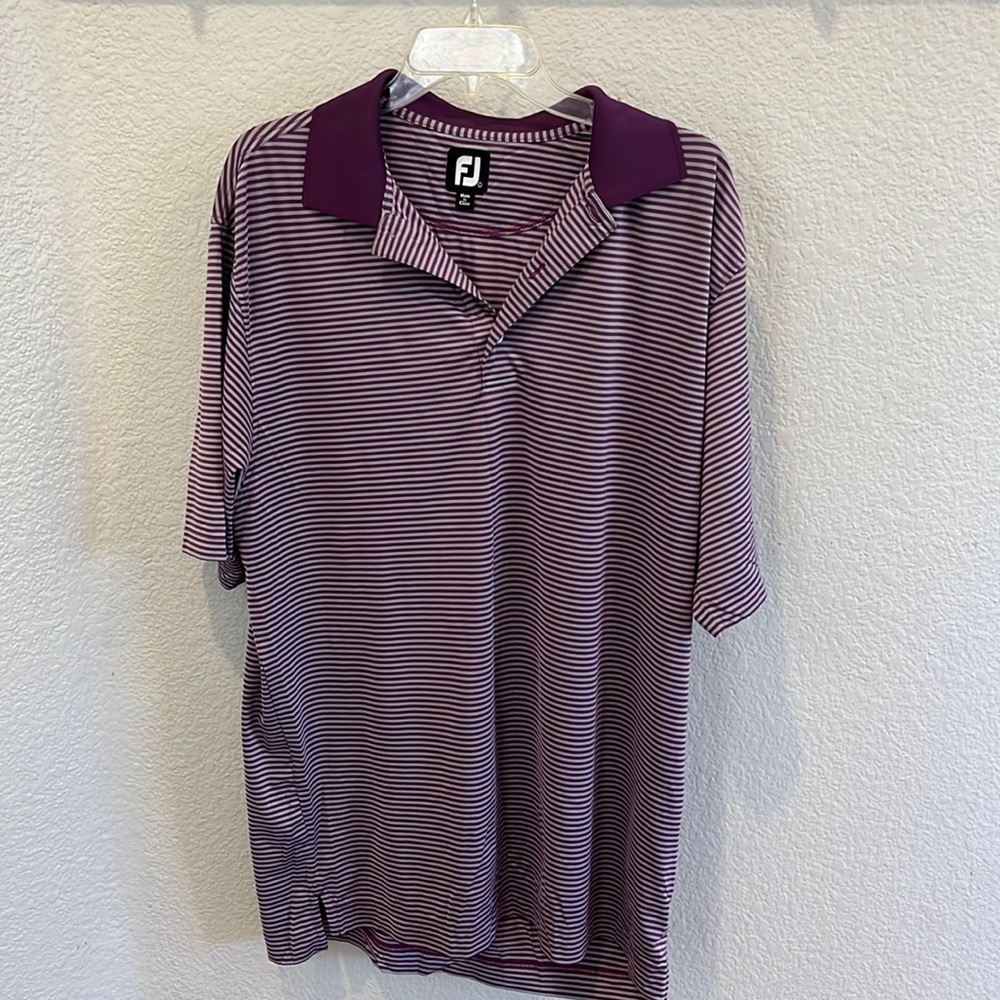 Purple & Grey Striped FJ Golf Polo